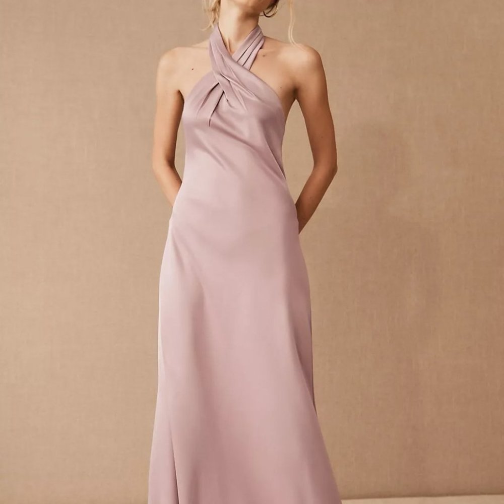 BHLDN Ruby Satin Charmeuse Dress in Lilac Smoke